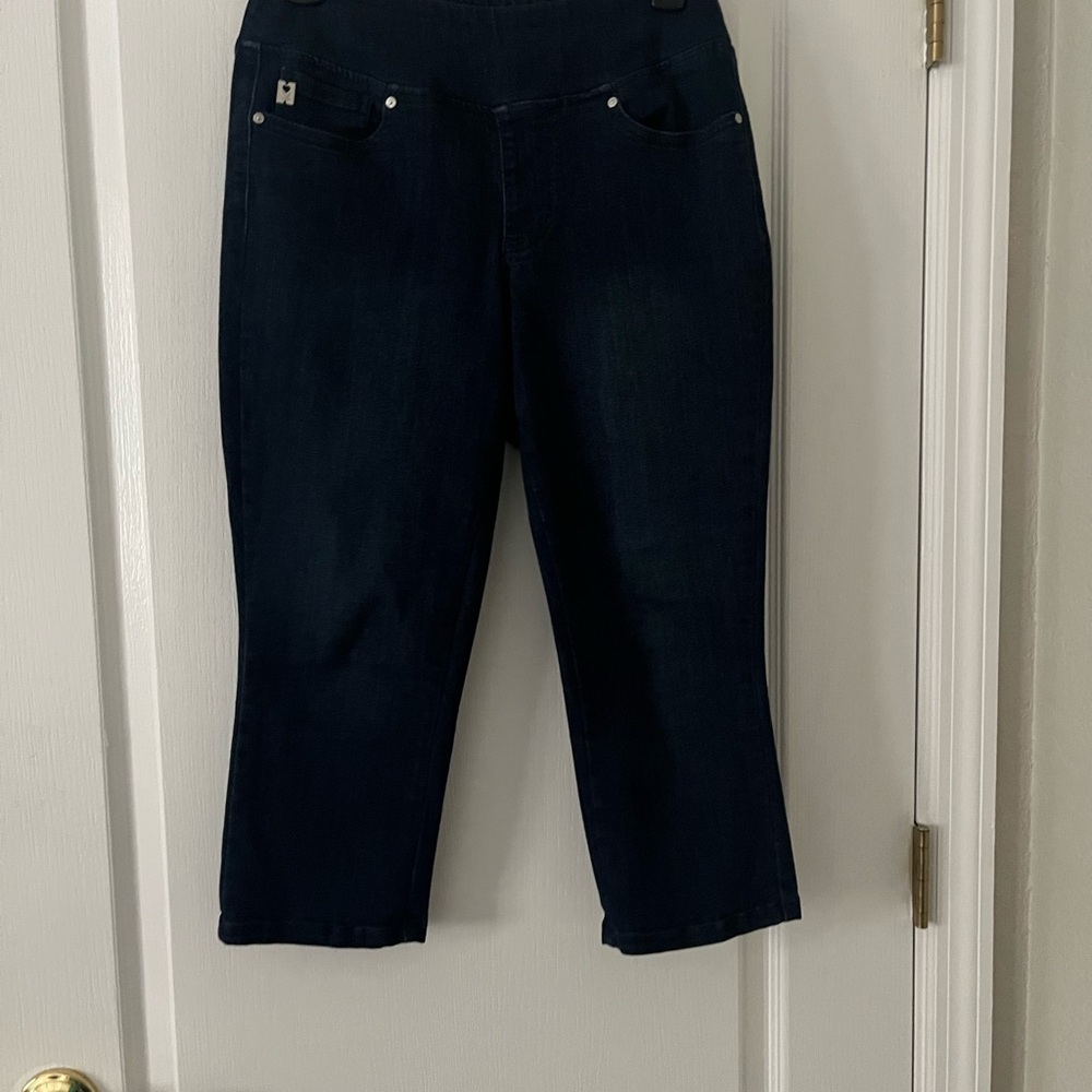 Belle by Kim Gravel Dark Blue Cropped CAPRI Jeans